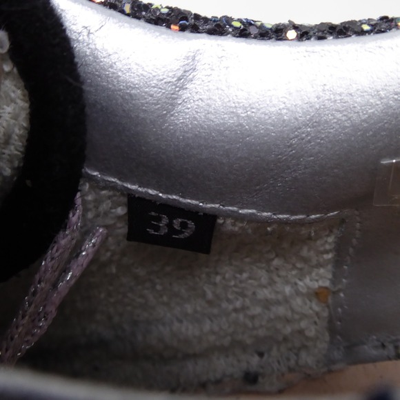 P448 Women John Glitter Suede Low Top Sneakers Black Pink Sz 39 / 8.5 NO INSOLES - Picture 8 of 9